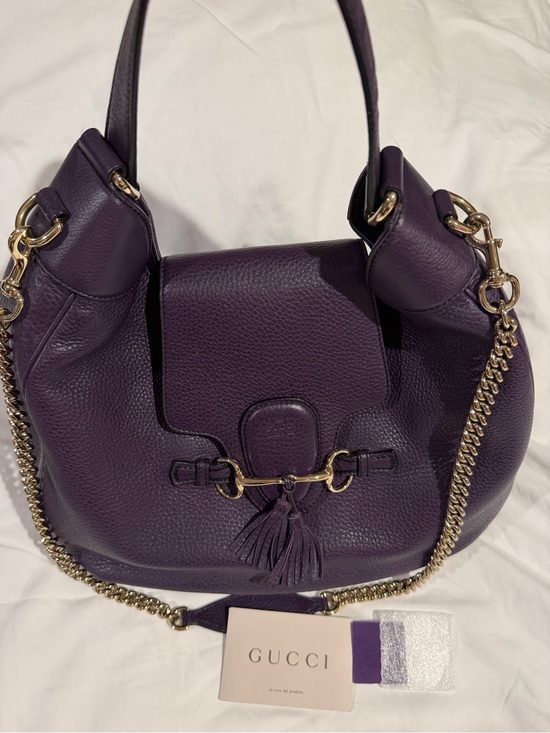 Gucci Handbags - Gucci Purple Leather Shoulder Bag with Gold Chain and Tassel